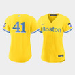 Women's Boston Red Sox Chris Sale #41 Gold Light Blue 2021 City Connect Jersey Jersey
