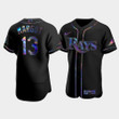 Men's Tampa Bay Rays Manuel Margot #13 Black Holographic Golden Edition Jersey Jersey