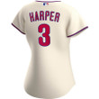 Bryce Harper #3 Philadelphia Phillies Women's Alternate Player Jersey - Cream Jersey