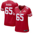 Super Bowl LVI Champions San Francisco 49ers Aaron Banks #65 Scarlet Women's Jersey Jersey