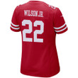 Super Bowl LVI Champions San Francisco 49ers Jeff Wilson Jr. #22 Scarlet Women's Jersey Jersey