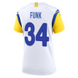 Super Bowl LVI Champions Los Angeles Rams Jake Funk #34 White Women's Jersey Jersey