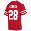 Super Bowl LVI Champions San Francisco 49ers Trey Sermon #28 Scarlet Youth's Jersey Jersey