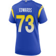 Super Bowl LVI Champions Los Angeles Rams David Edwards #73 Royal Women's Jersey Jersey