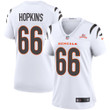 Super Bowl LVI Champions Cincinnati Bengals Trey Hopkins #66 White Women's Jersey Jersey