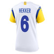 Super Bowl LVI Champions Los Angeles Rams Johnny Hekker #6 White Women's Jersey Jersey