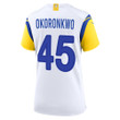 Super Bowl LVI Champions Los Angeles Rams Ogbonnia Okoronkwo #45 White Women's Jersey Jersey