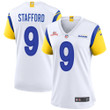 Super Bowl LVI Champions Los Angeles Rams Matthew Stafford #9 White Women's Jersey Jersey