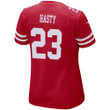Super Bowl LVI Champions San Francisco 49ers JaMycal Hasty #23 Scarlet Women's Jersey Jersey
