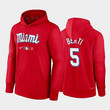 Miami Marlins Red 2022 City Connect #5 Jon Berti Performance Pullover Hoodie