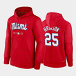 Miami Marlins Red 2022 City Connect #25 Lewis Brinson Performance Pullover Hoodie