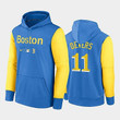 Men's #11 Rafael Devers Boston Red Sox 2022 City Connect Blue Yellow Hoodie Performance Pullover