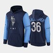Men's Kansas City #36 Cam Gallagher Royals Therma Pullover 2022 City Connect Hoodie Navy