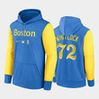 Men's #72 Garrett Whitlock Boston Red Sox 2022 City Connect Blue Yellow Hoodie Performance Pullover