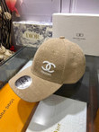 Chanel Logo Embossed Beige Baseball Cap With Logo Circle Label