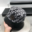 Fendi Roma 1925 Embroidered Logo Ff Monogram Bucket Hat In Black And White