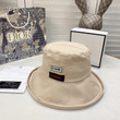 Chanel Ivory Adjustable Drawstring Wide Brim Hat With Logo Label