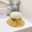 Moschino Logo And Teddy Bear Print Straw Bucket Hat In White Yellow