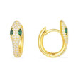Apm Yellow Silver White And Green Stones Snake Hoop Earrings