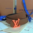 Louis Vuitton Brown Taurillon Leather Belt With Lv Buckle In Orange