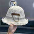 Balenciaga Logo With Chain Tweed Bucket Hat In Beige White