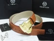 Philipp Plein Gold Panther Head Brown Leather Belt
