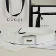 Gucci White Leather Belt With Enamel Plaque Buckle
