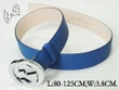 Gucci Blue Textured Leather Belt With Shiny Silver-toned Interlocking G Buckle
