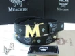 Mcm Gold M-buckle Black Leather Belt
