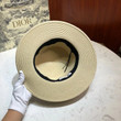 Christian Dior Capitalized Signature Print In Ribbon Bucket Hat In Beige