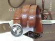 Gucci Gg Brown Logo Embossed Leather Belt With Interlocking G Buckle In Matte Black