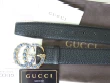 Gucci Black Textured Leather Belt With Pearl Double G Buckle