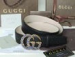 Gucci Black Textured Leather Belt With Pearl Double G Buckle