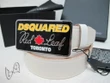 Dsquared White Cow Skin Leather Belt With Black Background Large Plate Buckle