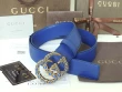 Gucci Blue Leather Belt With Pearl Double G Buckle