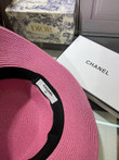 Chanel Logo Print In Black Band Bucket Hat In Pink