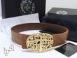 Chrome Hearts Gold Large Cemetery Cross Oval Buckle Brown Belt