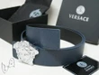 Versace Medusa Head Buckle Belt In Navy
