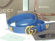 Gucci Blue Four Leaf Clover Leather Belt With Brass Double G Buckle