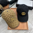 Gucci Gold Double G Baseball Cap In Black