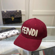 Fendi White Logo Embroidered Baseball Cap In Burgundy