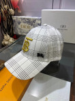 Burberry Monogram Motif Check Topstitched Baseball Cap In White