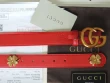 Gucci Red Four Leaf Clover Leather Belt With Brass Double G Buckle
