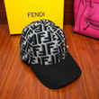 Fendi Ff Logo Print With Pearl Baseball Cap In Black