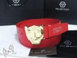 Philipp Plein Panther Head Leather Belt In Red