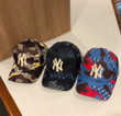 New York Yankees Logo Embroidered Camo Baseball Cap In Blue Red