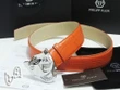 Philipp Plein Silver Panther Head Orange Leather Belt