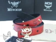 Mcm Logo Gold Buckle Red Leather Belt