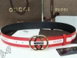 Gucci Red And White Leather Belt With Shiny Interlocking G Buckle With Tag Gucci