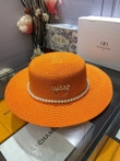 Gucci Pearl Strap Straw Brim Hat In Orange